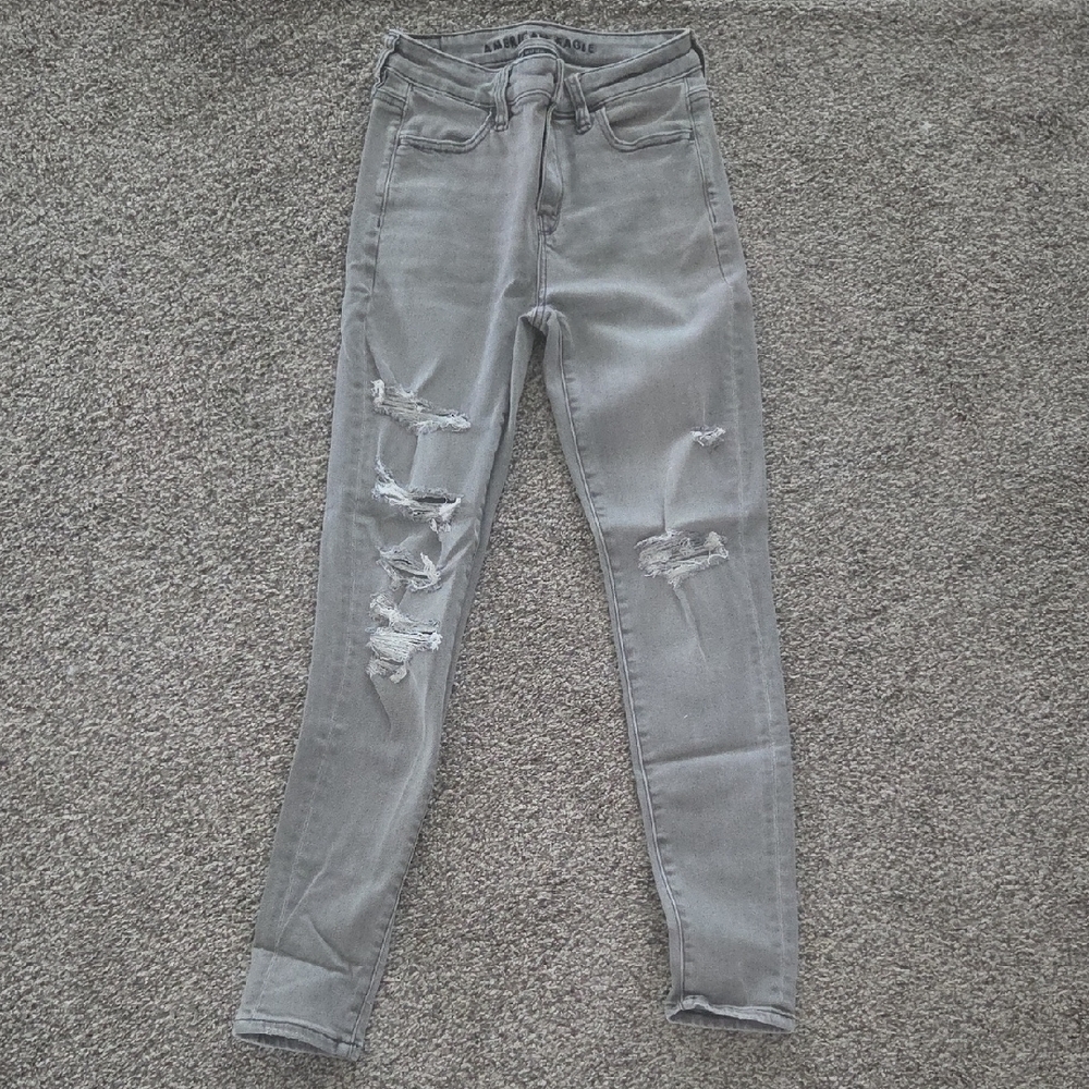 American Eagle Outfitters Gray Distressed Jeggings